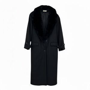 Vintage Moron Bernard by Hervé Bernard black wool maxi coat 80 90s Made in Italy